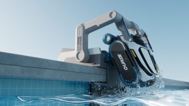 This robot pool cleaner lifts itself out of the water to charge