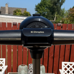 The Dimplex FlexBlade Multi-Directional Bladeless Fan looks like it's part of a plane, but despite its propeller-like design it may struggle to cool your aircraft hangar